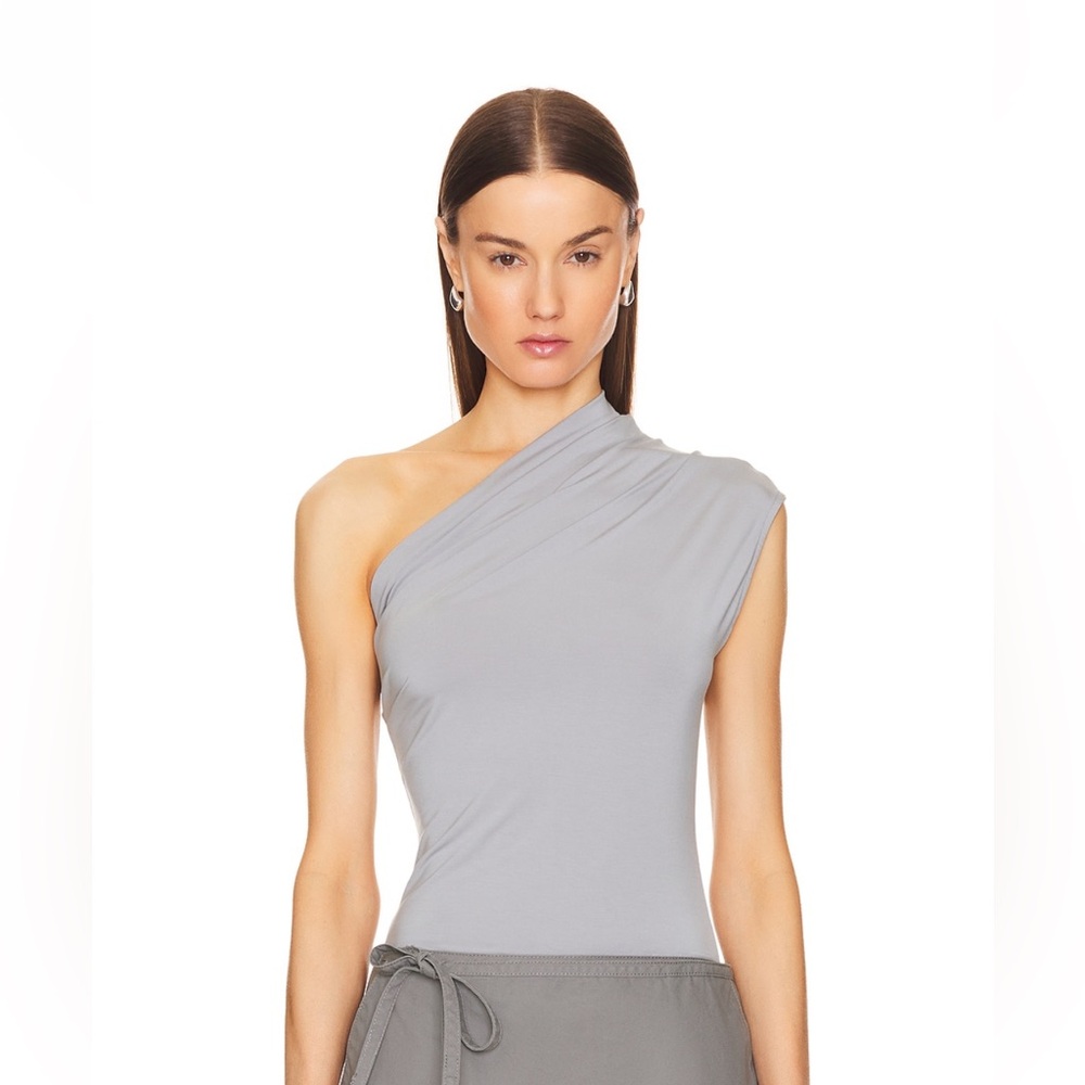 NWT Helsa Jersey Asymmetrical Top in Dove Grey